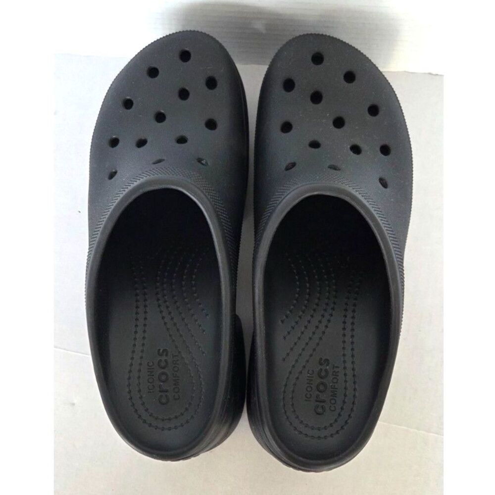 Crocs Siren Black Goth Platform Heel Clogs Sz 11 Like New - Picture 9 of 10